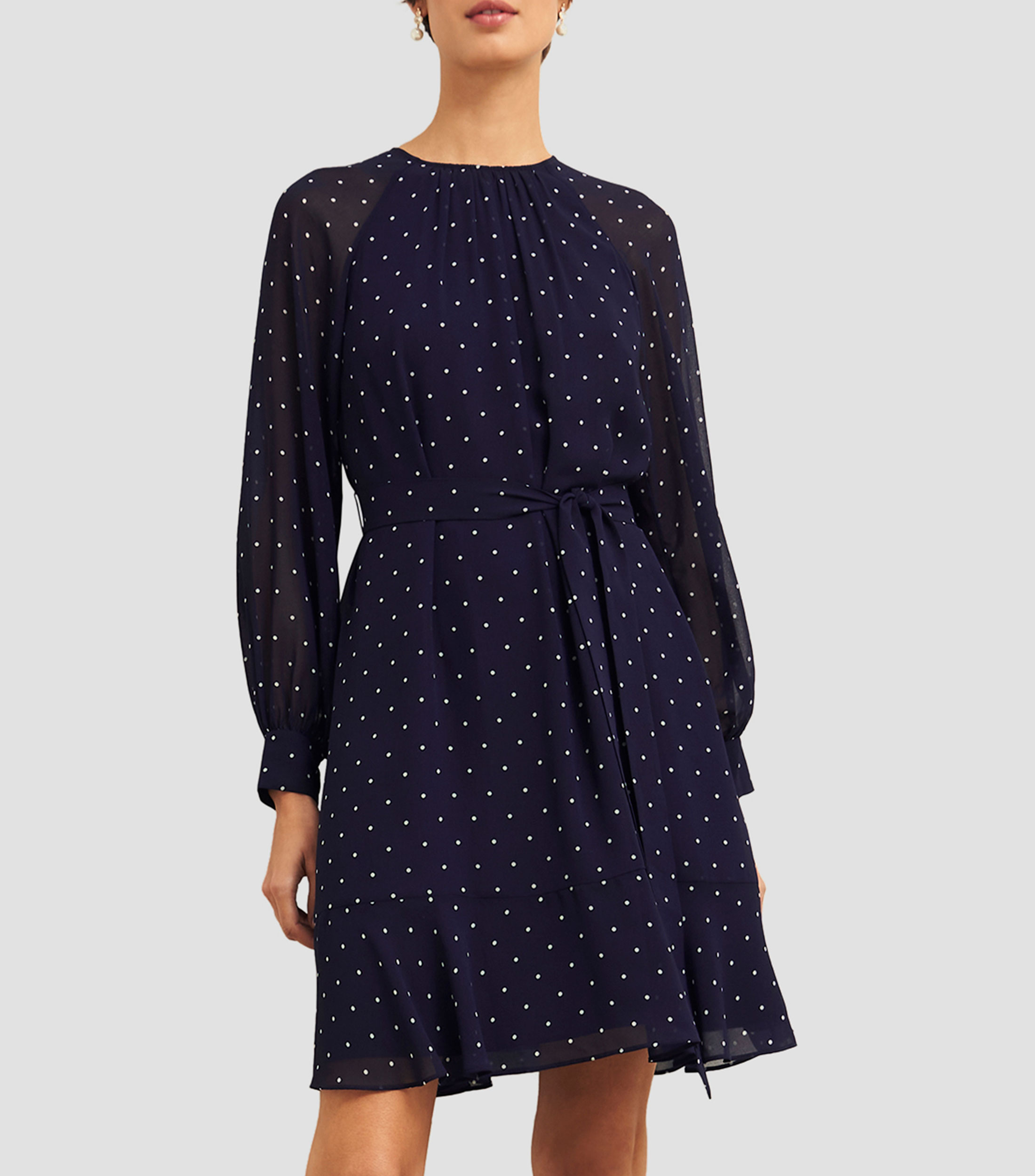 Vestido Midi manga larga con polkadots Rosie Mujer